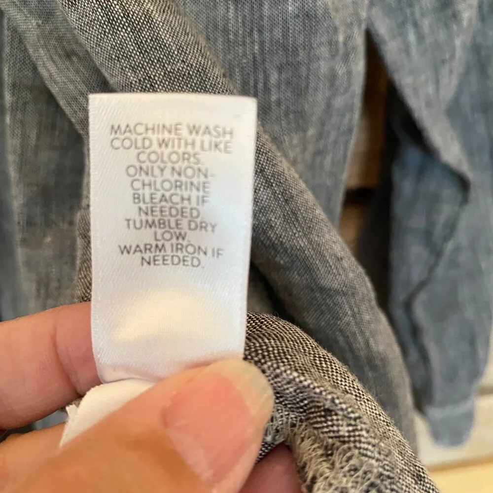 J. Jill Love Linen 100% Linen Gray Button Down Shirt Size L - Picture 10 of 14